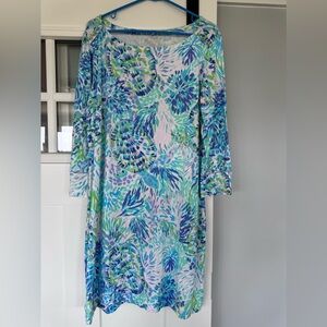 Lilly Pulitzer Blue Green Floral Shift Dress